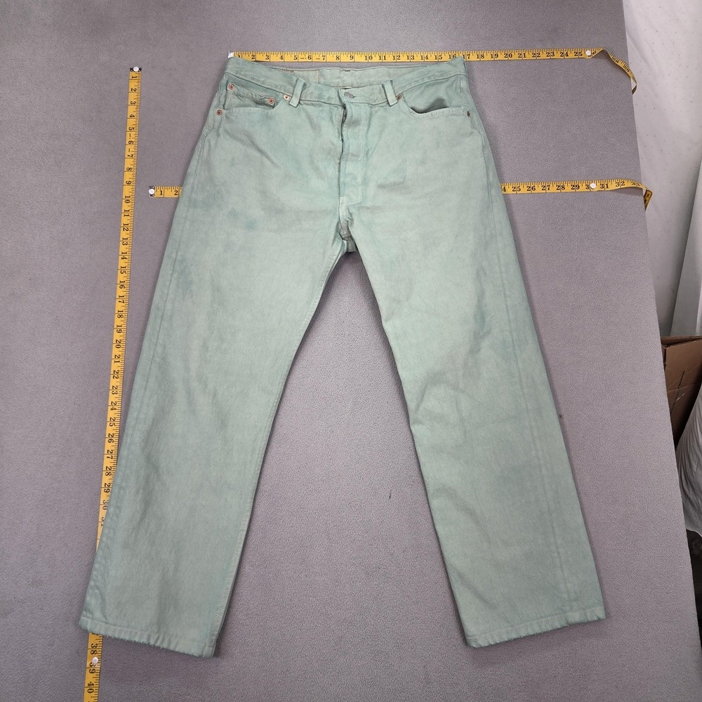 Vintage Levis 501 Jeans Mens Green Straight Button Fly Made USA‎ 90s Fits 33x26